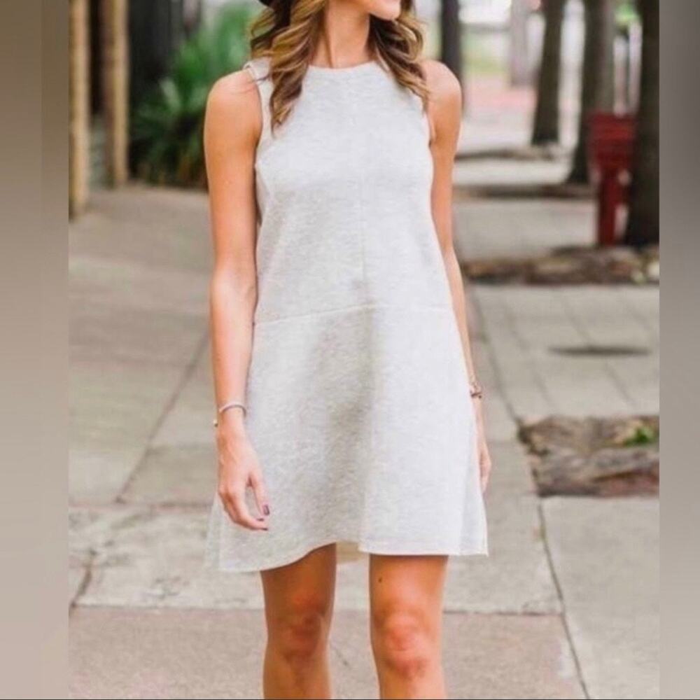 Madewell anytime scuba sleeveless cream colored dress